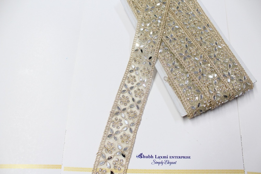 handwork lace & mirror & moti & stone