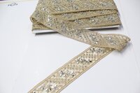 Designer Golden mirror ,moti Lace