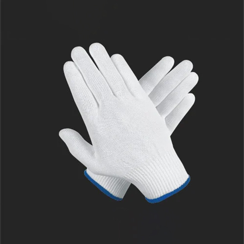 Nylon Knitted Seamless Gloves - Nylon, 6-10 Inches Cuff Length, White | Full Finger Design, Household Use, Comfortable Fit