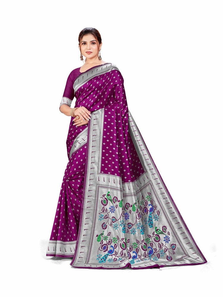 Silver Paithani Nky Saree - Color: Six Color