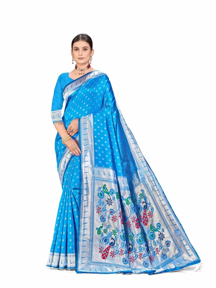 Silver Paithani Nky Saree - Color: Six Color