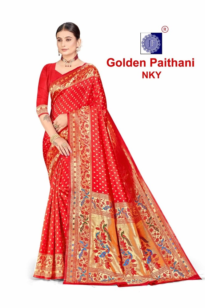 Gold Paithnai Nky Silk Saree - Color: Six Color