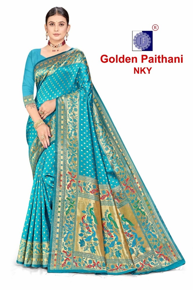 Gold Paithnai Nky Silk Saree - Color: Six Color