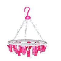 Cloth Drying Hanger With 24 Clips - Color: Silver