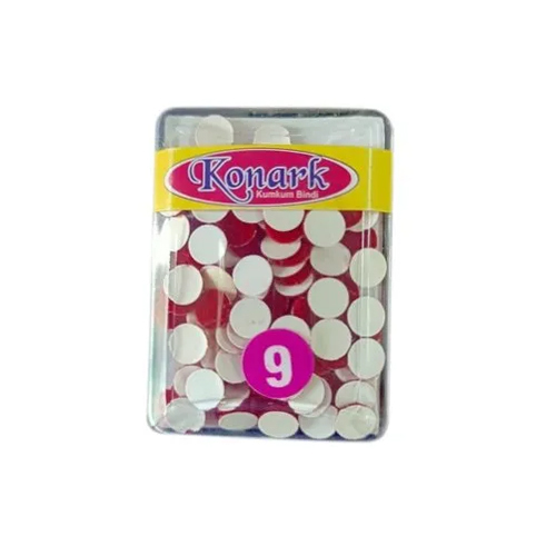 Konark Mini Reva Bindi - Color: Red/white