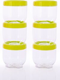 Interlock Container Plastic Storage Condiment Box For Kitchen (set Of 6) - Color: Transparent