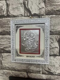 Radha Krishna Silver  Photo Frame - Cover Material: Metal