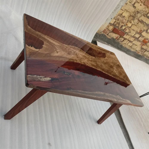 Epoxy Finish Resin Wood Coffee Table - Color: Brown