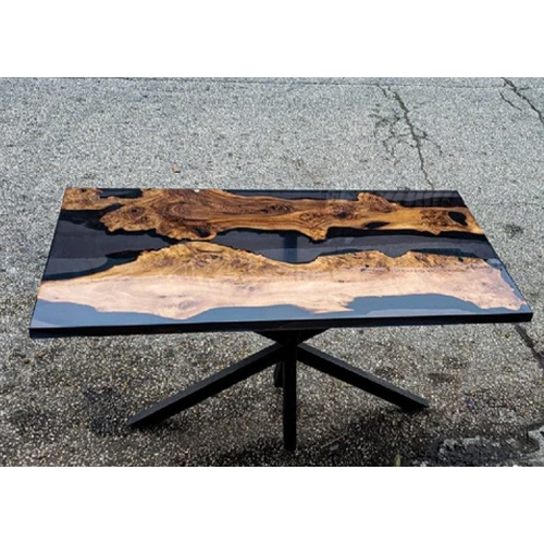 Epoxy Resin Teak Wood Center Table