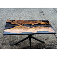 Epoxy Resin Teak Wood Center Table - Color: Brown & Black