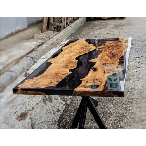 Epoxy Resin Teak Wood Center Table