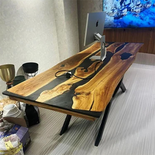 Wooden Epoxy Resin Conference Table