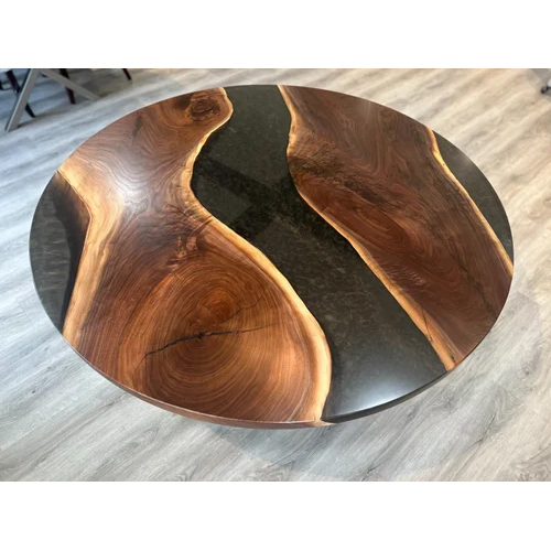 Round Wooden Epoxy Resin Center Table Set