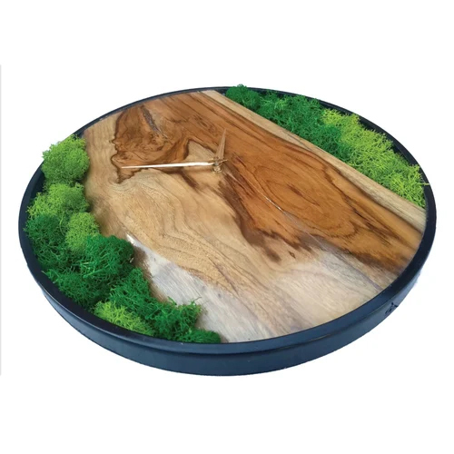Preserved Moss Round Wall Clock - Color: Brown