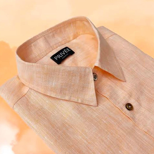Mens Pink Linen Customized Shirt