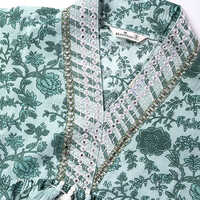 Anarkali Style Cotton Fabric Green Kurta And Bottom With Dupatta