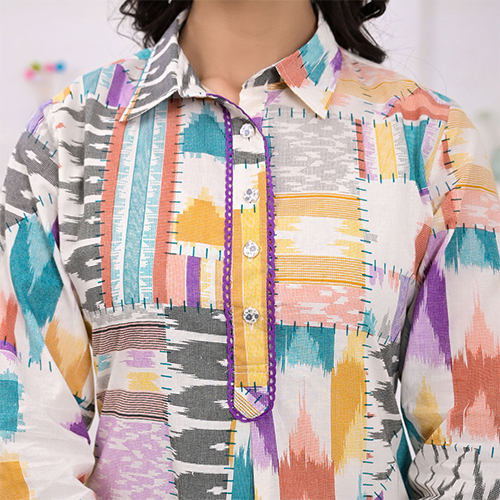 Straight Style Cotton Fabric Multi Color Kurta
