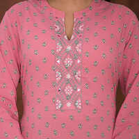 Straight Style Cotton Fabric Peach Kurta