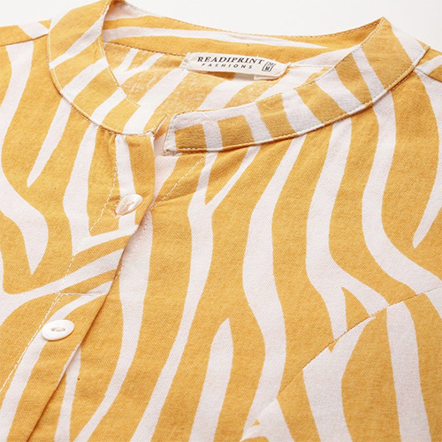 A Line Style Cotton Fabric Yellow Kurta