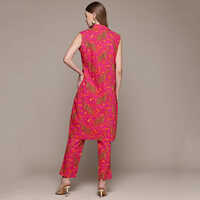 Straight Style Cotton Fabric Magenta Co-ord Set With Shrug