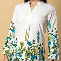 Curved Style Cotton Flex Fabric Off White Co-ord Set