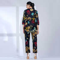 Curved Style Cotton Fabric Black Co-ord Set