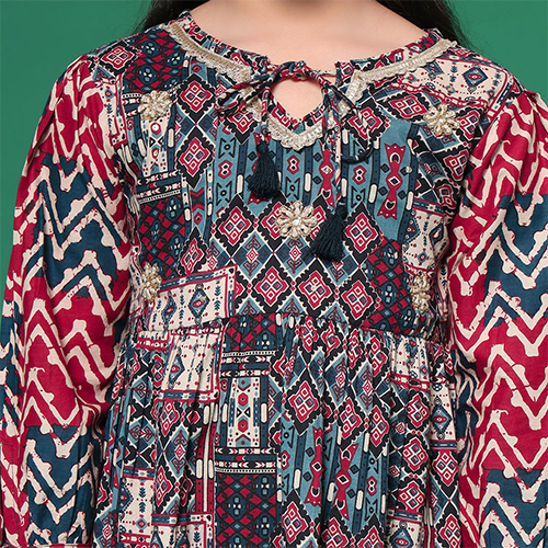 Tiered Style Cotton Fabric Navy Blue Dress