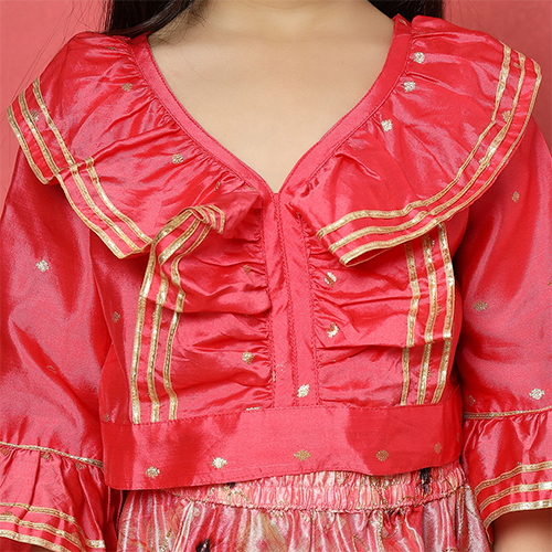 Straight Style Art Silk Fabric Pink Printed Lehenga Choli