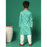 Boys Straight Style Cotton Fabric Turquoise Blue Kurta And Pyjama
