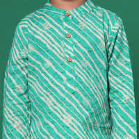 Boys Straight Style Cotton Fabric Turquoise Blue Kurta And Pyjama