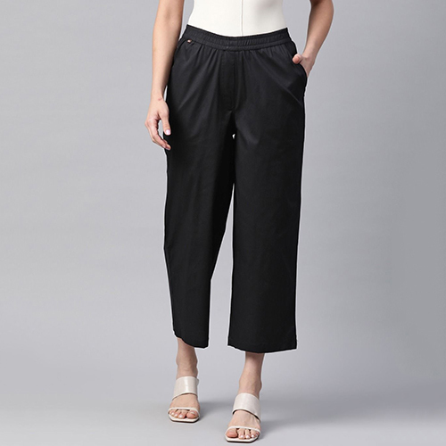 Women Cotton Lycra Fabric Black Palazzo