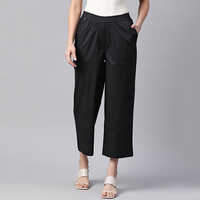 Women Cotton Lycra Fabric Black Palazzo