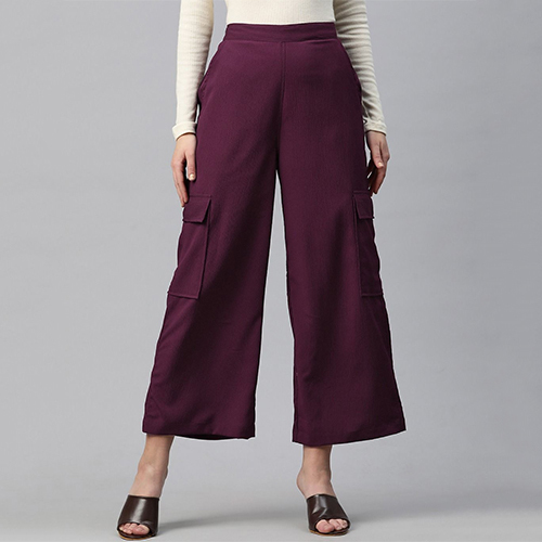Polyester Fabric Maroon Womens Palazzos