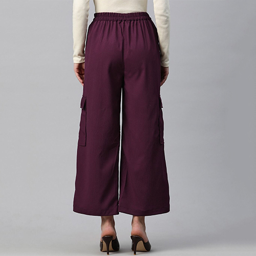 Polyester Fabric Maroon Womens Palazzos