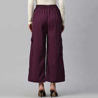 Polyester Fabric Maroon Womens Palazzos
