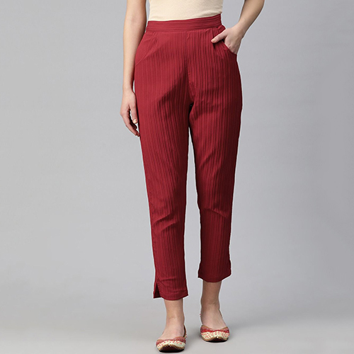Polyester Fabric Red Womens Palazzo