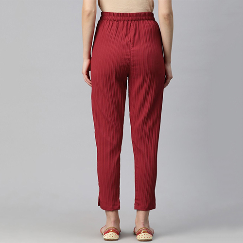Polyester Fabric Red Womens Palazzo