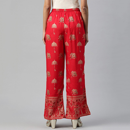 Cotton Fabric Red Womens Palazzo