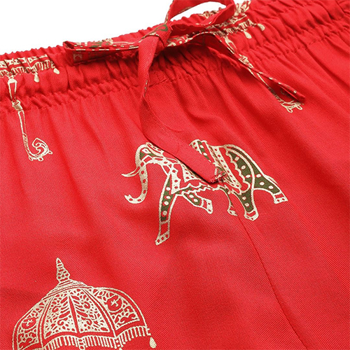 Cotton Fabric Red Womens Palazzo