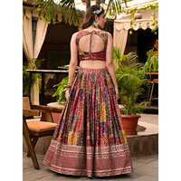 Satin Silk Fabric Multi color Lehenga Choli With Dupatta