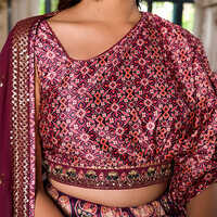 Satin Silk Fabric Purple Lehenga Choli With Dupatta