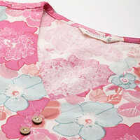 A Line Style Cotton Fabric Pink Kurta With Bottom