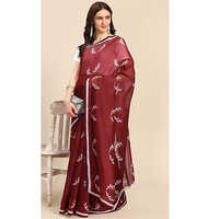 Silk Cotton Fabric Maroon Saree With Blouse Piece - Feature: High Quality