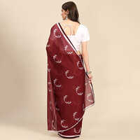 Silk Cotton Fabric Maroon Saree With Blouse Piece