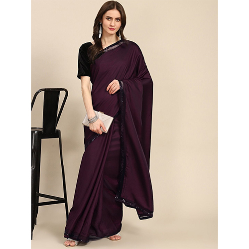 Art Silk Fabric Burgundy Saree With Blouse Piece