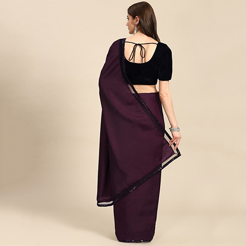 Art Silk Fabric Burgundy Saree With Blouse Piece