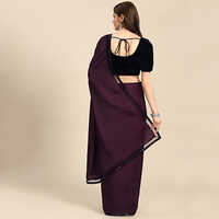 Art Silk Fabric Burgundy Saree With Blouse Piece
