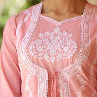 Tiered Style Cotton Fabric Pink Maxi Dress