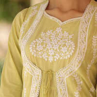 Tiered Style Cotton Fabric Green Maxi Dress