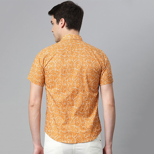 Cotton Fabric Mustard Printed Casual Shirt